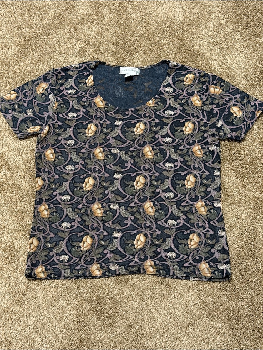 Frazier Lawrence Black Floral Short Sleeve Top